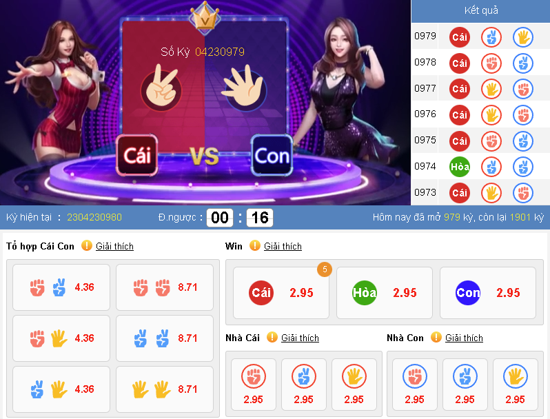 Giao diện game Oẳn Tù Tì tại nhà cái Kubet